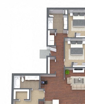 3C – 3 Bedroom 2 Bath Floor Plan Layout – 1684 Square Feet